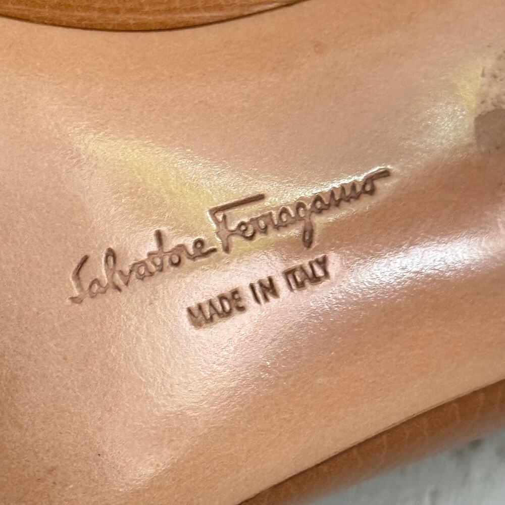 Salvatore Ferragamo women's pumps heels shoes tan brown pointed toe size 6 - Picture 8 of 9